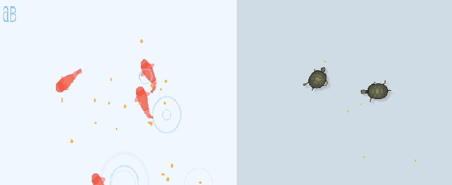 Покорми рыбок и черепашек в нашем аквариуме...